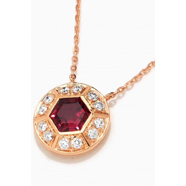 Damas - Kanzi Raspberry Rhodolite & Diamond Necklace in 18kt Rose Gold