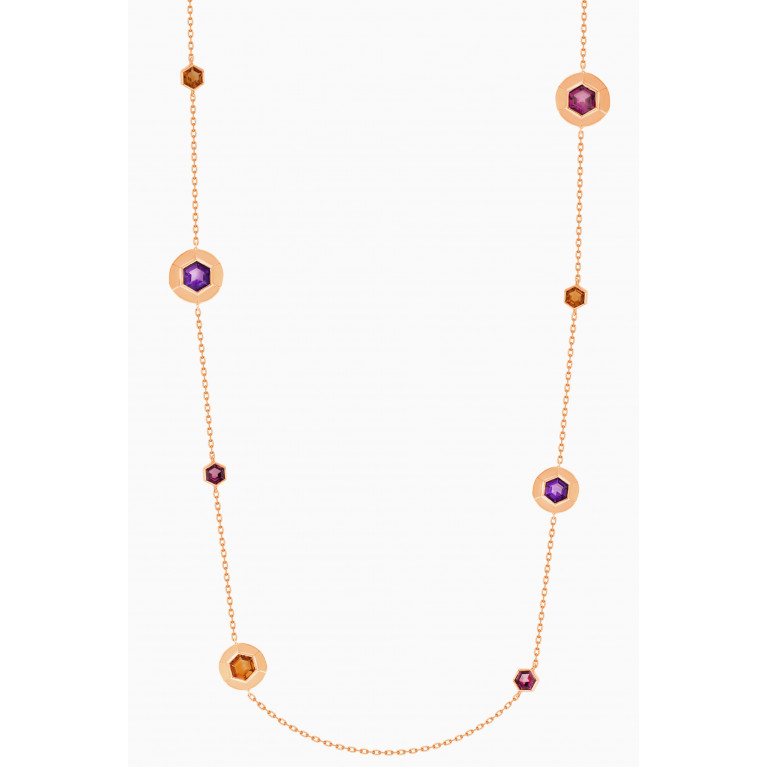 Damas - Kanzi Multi Gemstone Necklace in 18kt Rose Gold