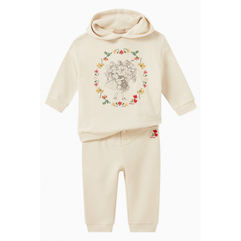 Gucci - Floral Fairy Print Hooded Sweatshirt in Cotton