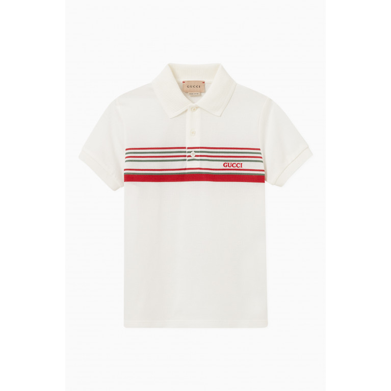 Gucci - Striped Polo Shirt in Cotton Pique