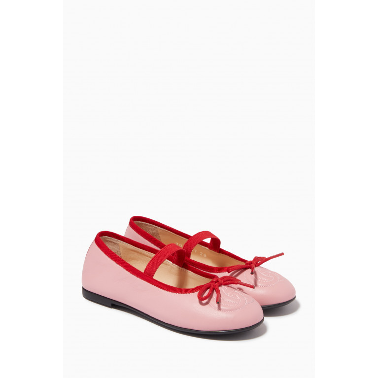 Gucci - Double G Ballet Flats in Leather Pink