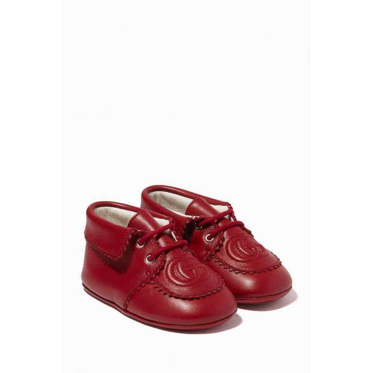 Gucci - Baby Moccasin with Double G in Leather Red