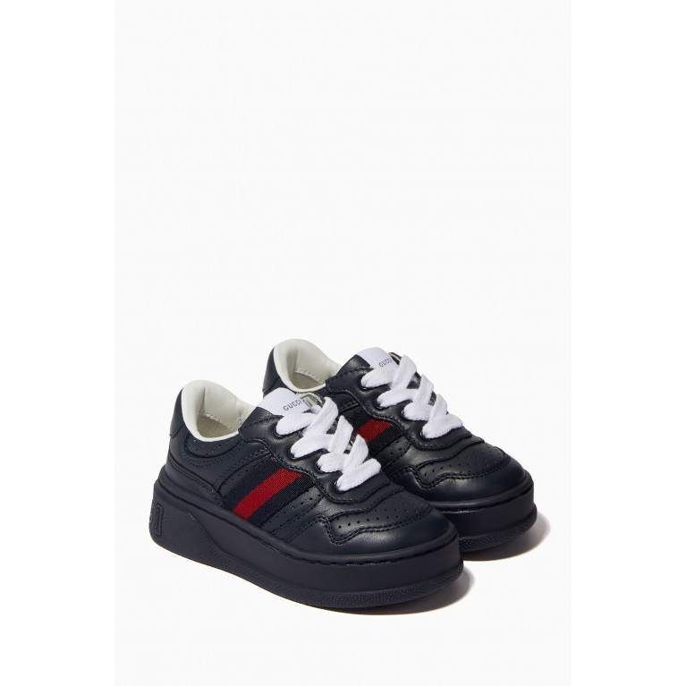 Gucci - Chunky Web Sneakers in Leather Blue
