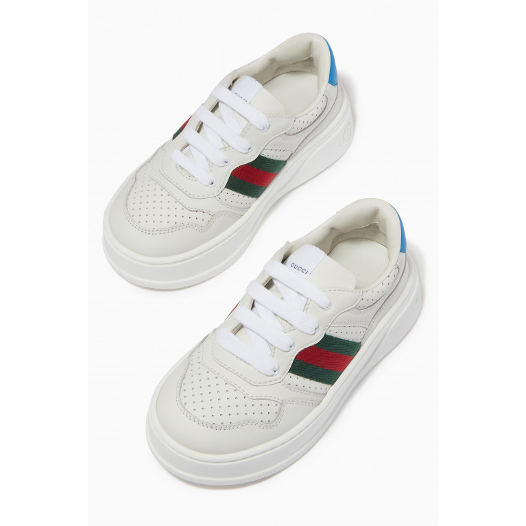 Gucci - Chunky Web Sneakers in Leather White