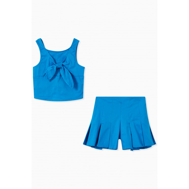 Habitual - Tie Front Top & Shorts Set Blue