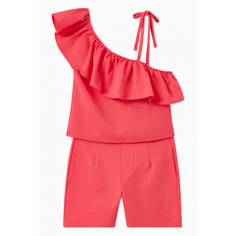 Habitual - Ruffled Tank Top & Shorts Set Pink