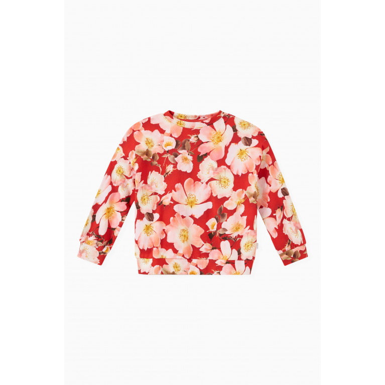 Molo - Floral Print Sweatshirt in Organic Cotton Pink