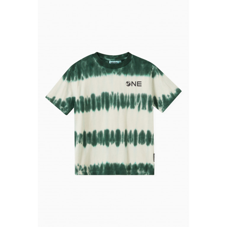 Molo - Tie-dye Print T-shirt in Organic Cotton Green