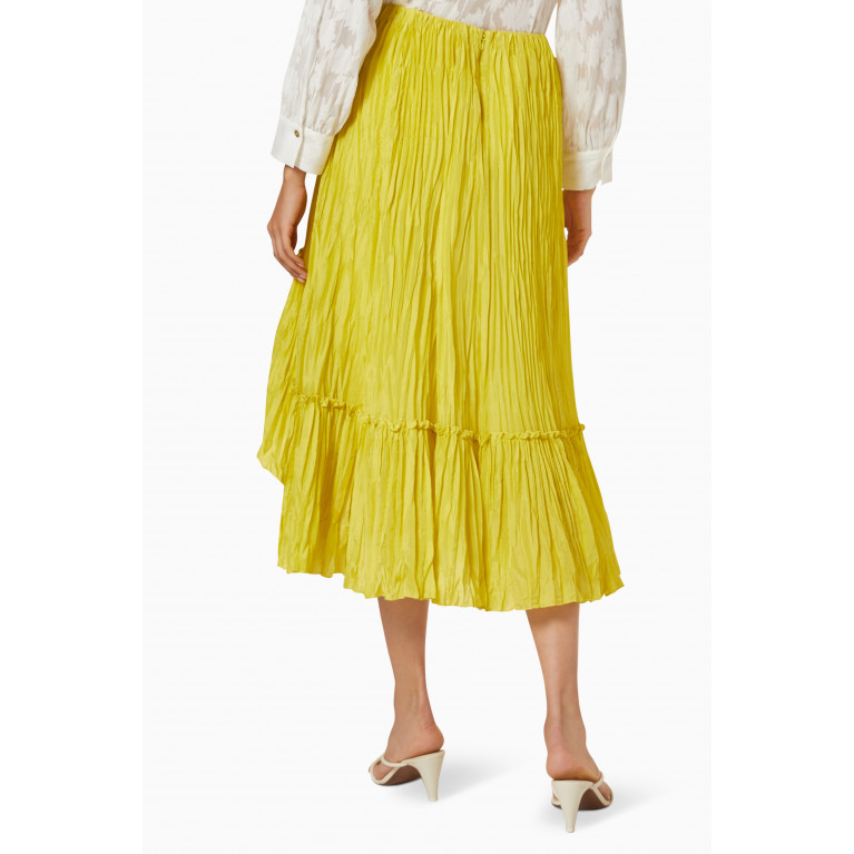 Vince - Crushed Tiered Paneled Skirt in Silk