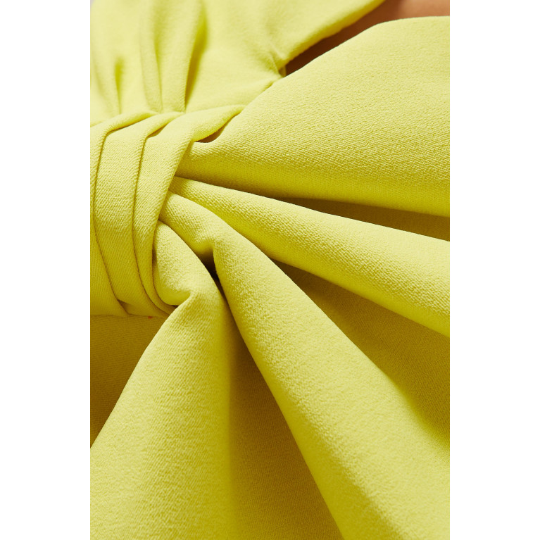 Elle Zeitoune - Stella Strapless Midi Dress in Jacquard Yellow
