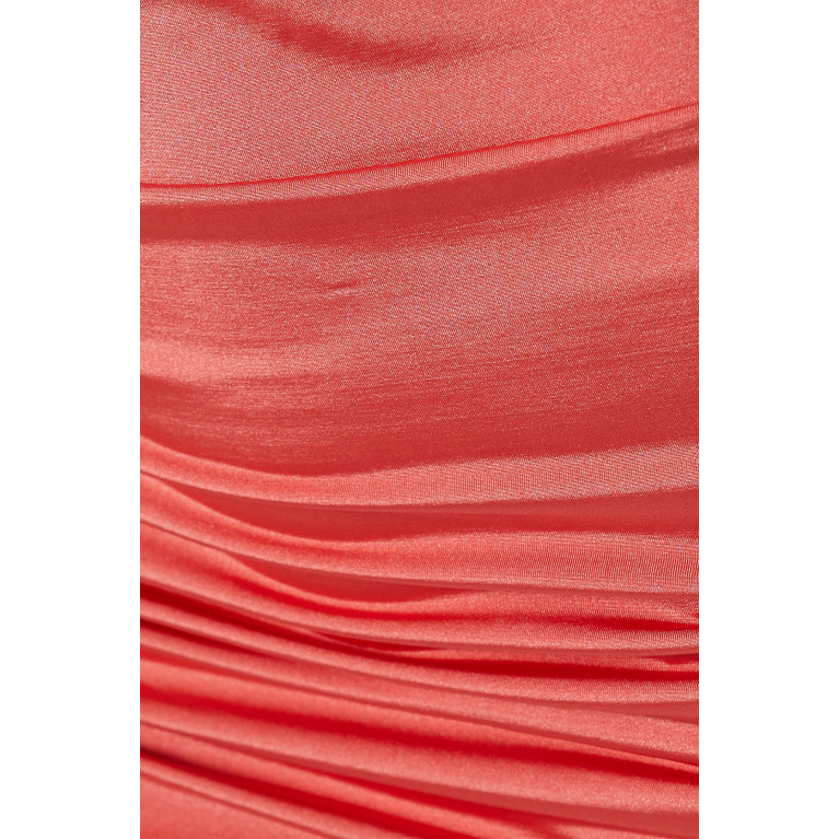Elle Zeitoune - Baki One-shoulder Midi Dress in Satin Orange