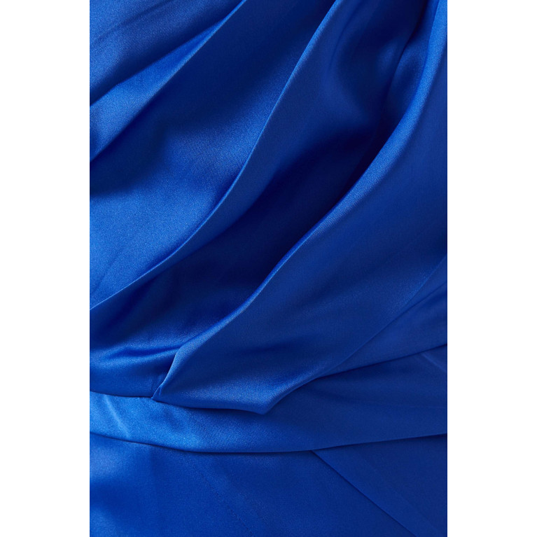 Elle Zeitoune - Wenona One-shoulder Gown in Satin Blue
