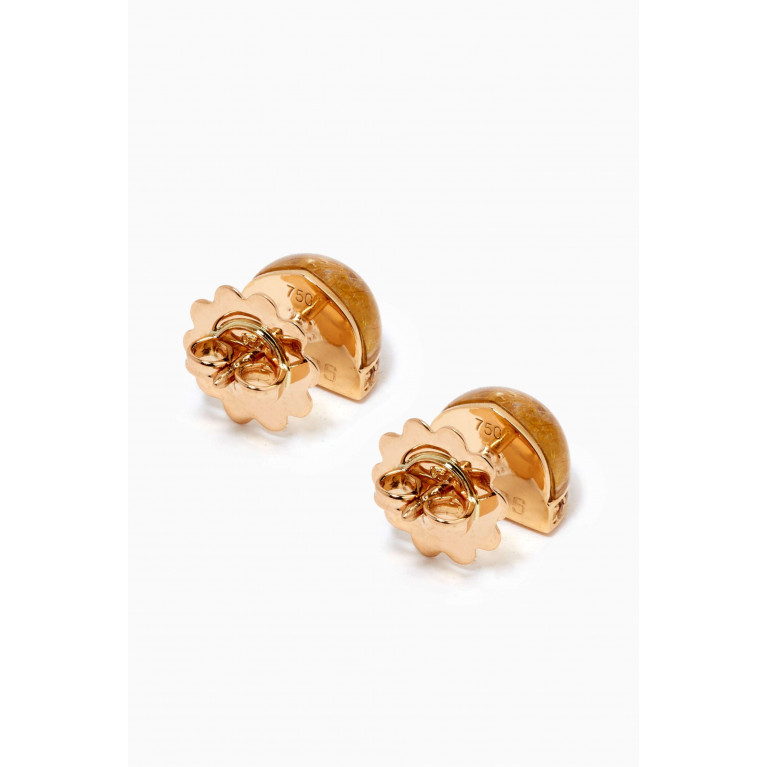 Damas - Dome Majesty Rutilated Stone & Citrine Diamond Earrings in 18kt Yellow Gold