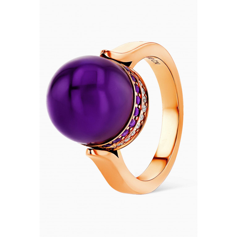 Damas - Dome Majesty Amethyst & Diamond Ring in 18kt Rose Gold