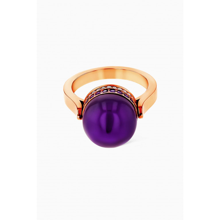 Damas - Dome Majesty Amethyst & Diamond Ring in 18kt Rose Gold