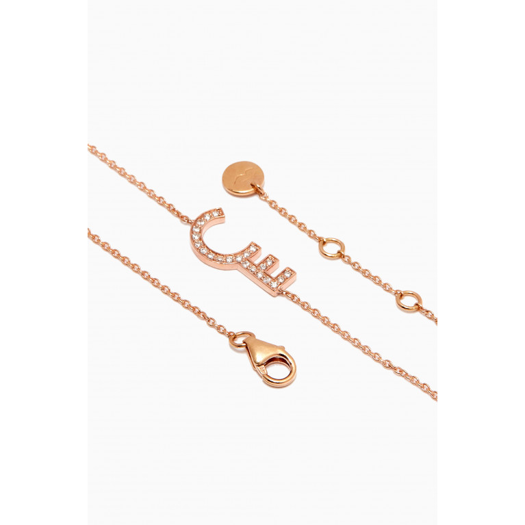 HIBA JABER - Initial Letter "S" Diamond Studded Bracelet in 18kt Rose Gold