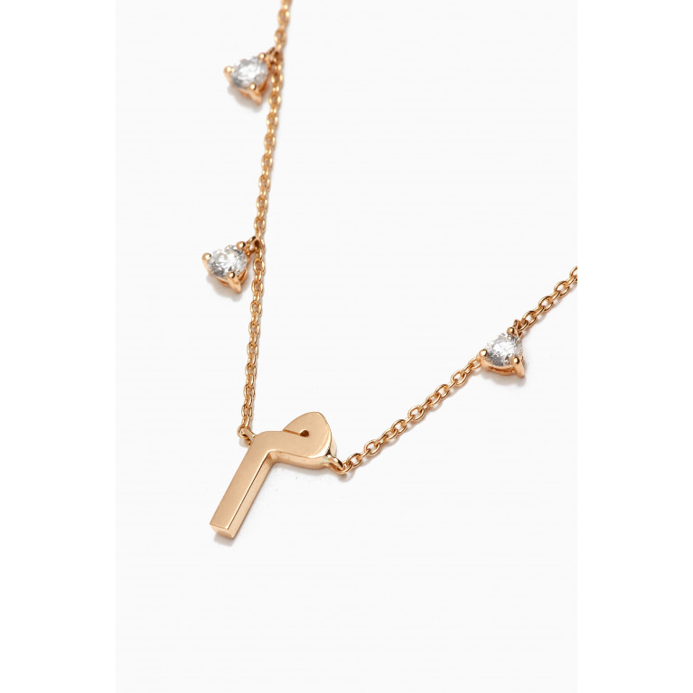 HIBA JABER - Diamond Droplets Initial Necklace - Letter "M" in 18kt Gold