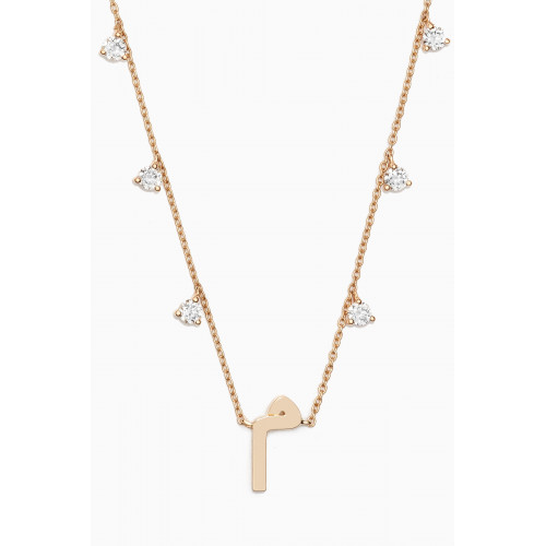 HIBA JABER - Diamond Droplets Initial Necklace - Letter "M" in 18kt Gold
