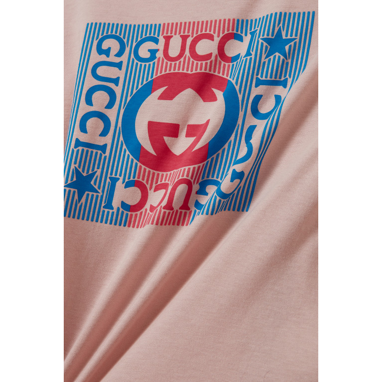 Gucci - Square Logo-printed T-shirt in Cotton Pink