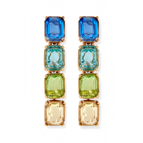 Oscar de la Renta - Baguette Crystal Drop Earrings Blue