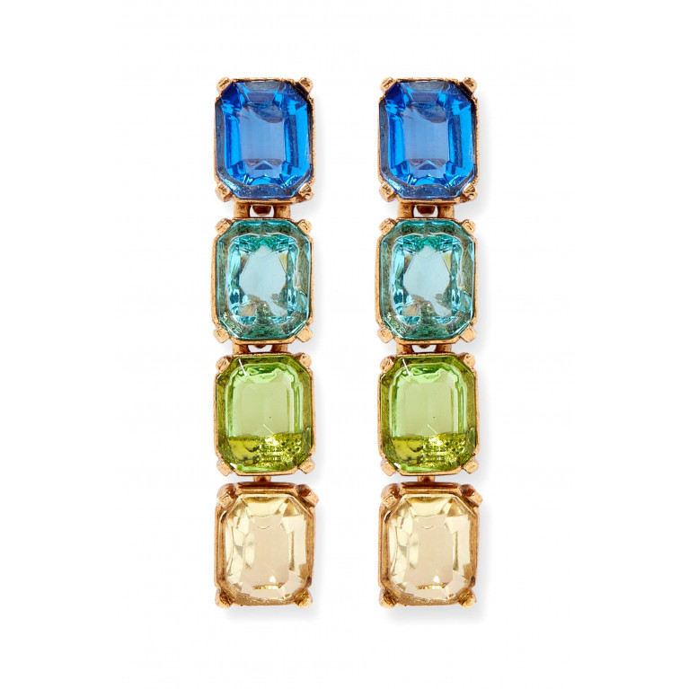 Oscar de la Renta - Baguette Crystal Drop Earrings Blue