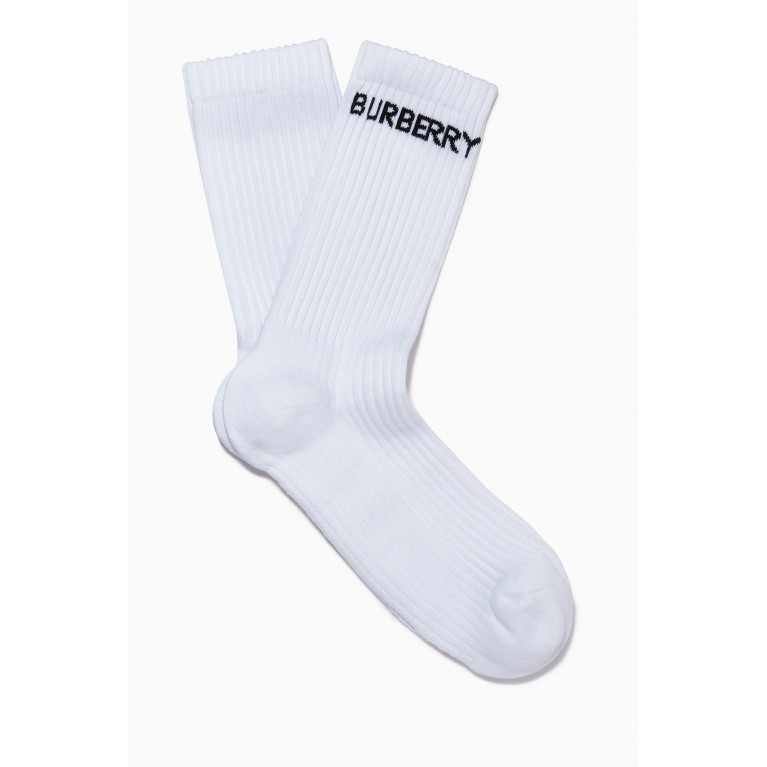Burberry - Logo Print Socks in Cotton