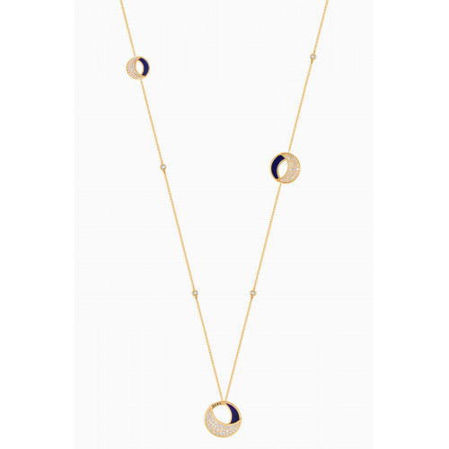 Damas - Qamar Lapis Lazuli & Diamond Long Necklace in 18kt Yellow Gold