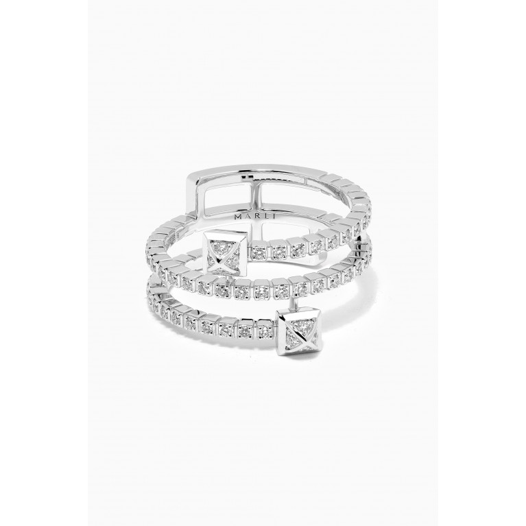 Marli - Cleo Lotus Diamond Twist Ring in 18kt White Gold