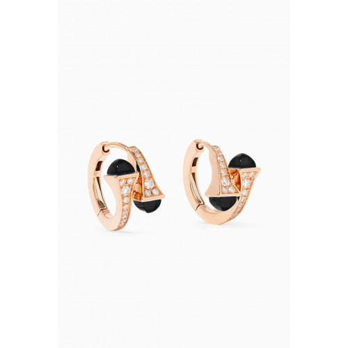 Marli - Cleo Black Onyx Diamond Huggie Earrings in 18kt Rose Gold