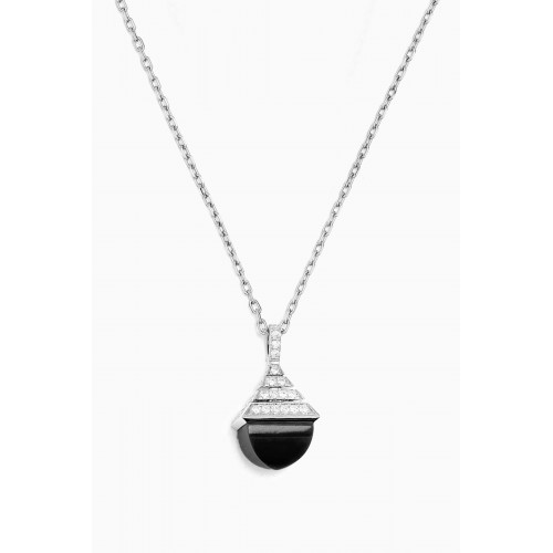 Marli - Cleo Mini Rev Diamond & Black Onyx Necklace in 18kt White Gold