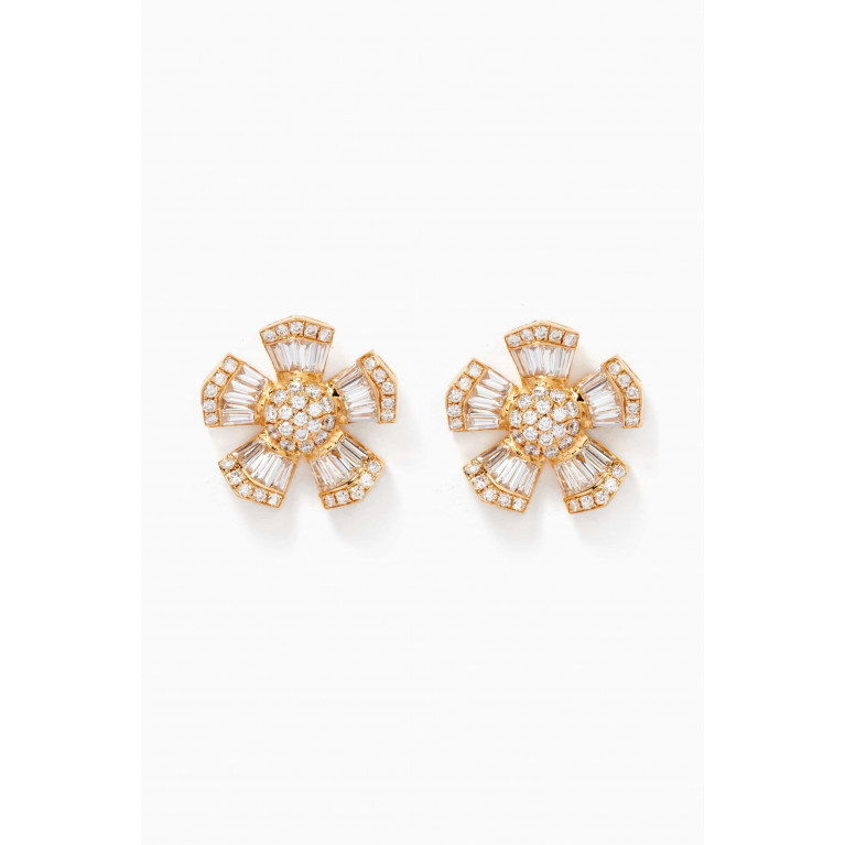 Maison H Jewels - Fleur Large Diamond Stud Earrings in 18kt Yellow Gold Yellow