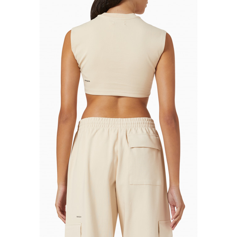 Pangaia - Recycled Cotton Fitted Crop T-shirt SAND