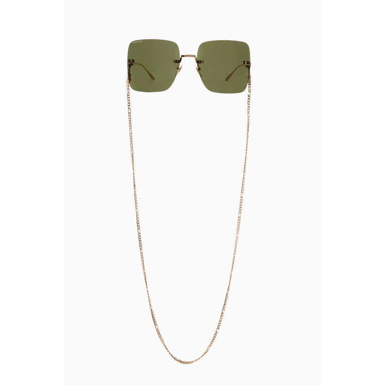 Gucci - Oversized Square Frame Sunglasses in Metal
