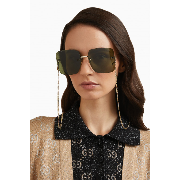 Gucci - Oversized Square Frame Sunglasses in Metal