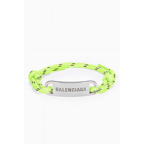 Balenciaga - Balenciaga - Logo Plate Cord Bracelet in Brass & Cotton