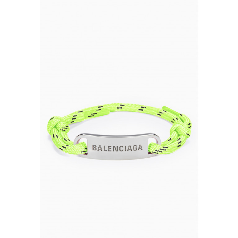 Balenciaga - Balenciaga - Logo Plate Cord Bracelet in Brass & Cotton
