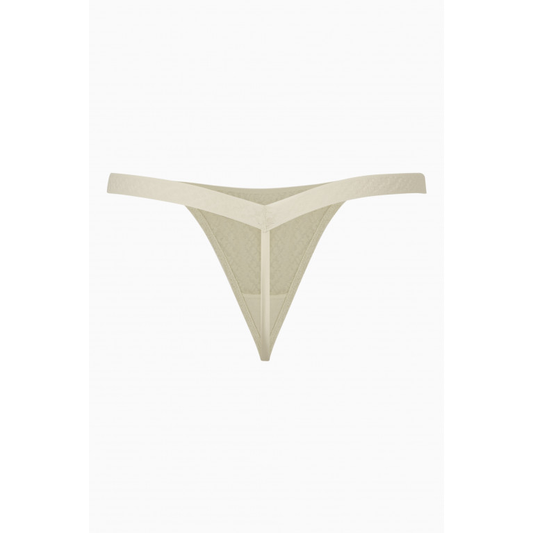 SKIMS - Logo-mesh Skimpy Thongs in Stretch-nylon BONE