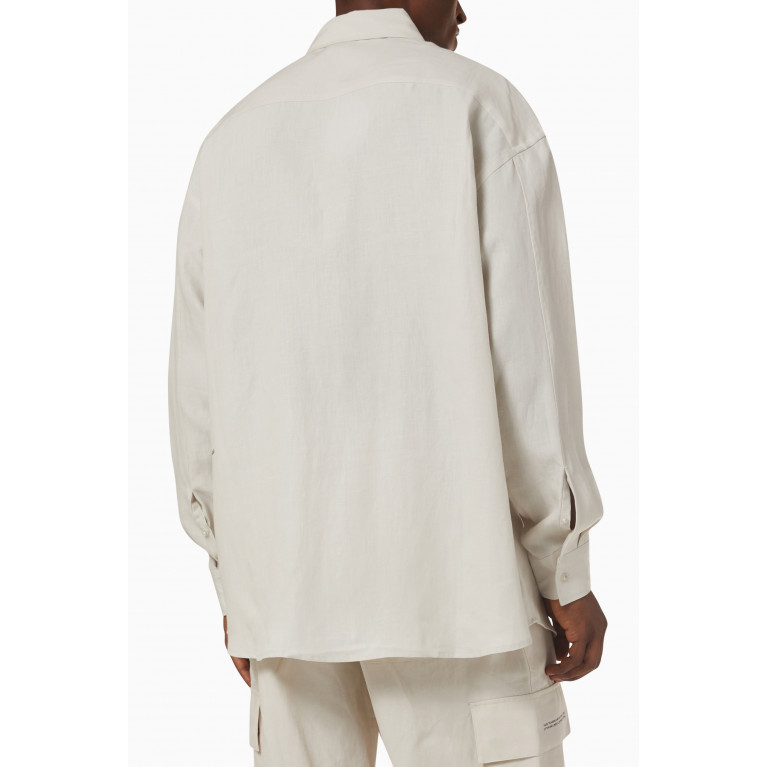 Pangaia - Collared Long Sleeve Shirt in Aloe Linen Limestone
