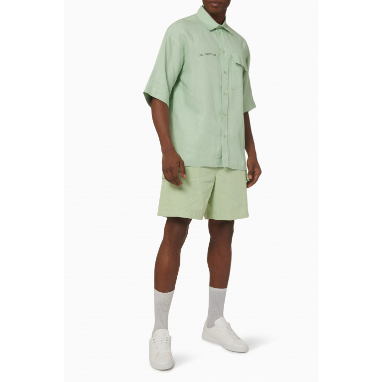 Pangaia - Cargo Shorts in Organic Cotton Linen-blend PISTACHIO