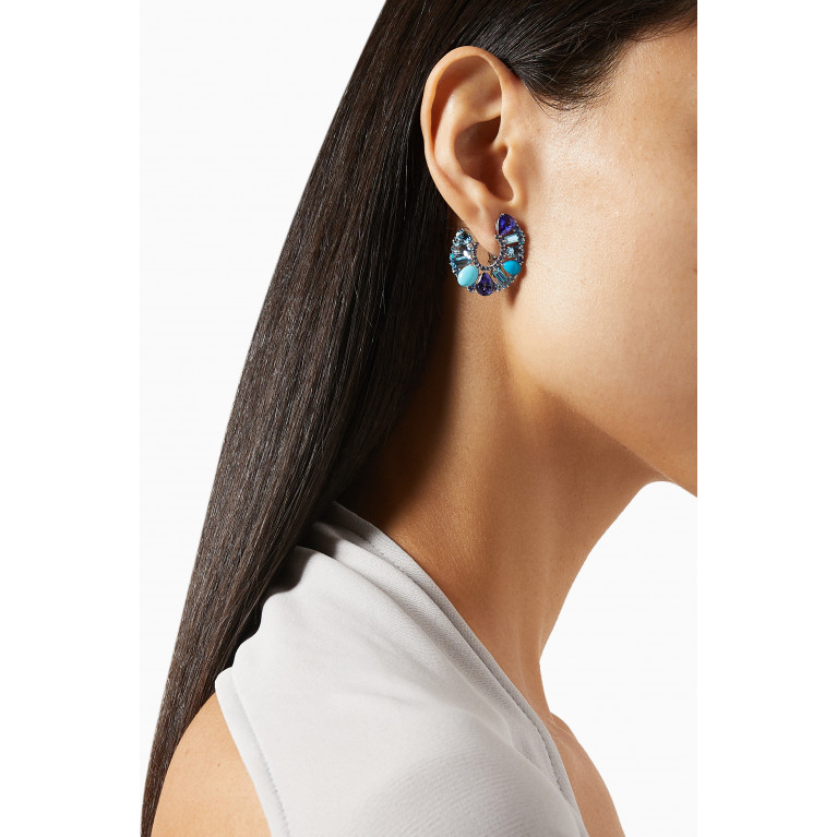 Garrard - Blaze Sapphire Hoop Earrings in 18kt White Gold Blue