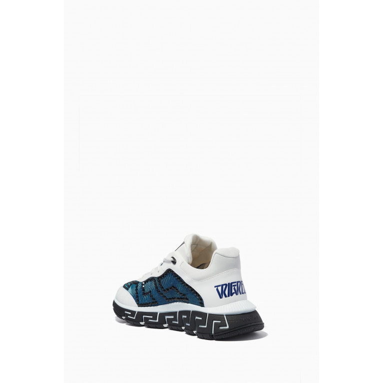 Versace - Trigreca Embellished Sneakers in Textile & Leather