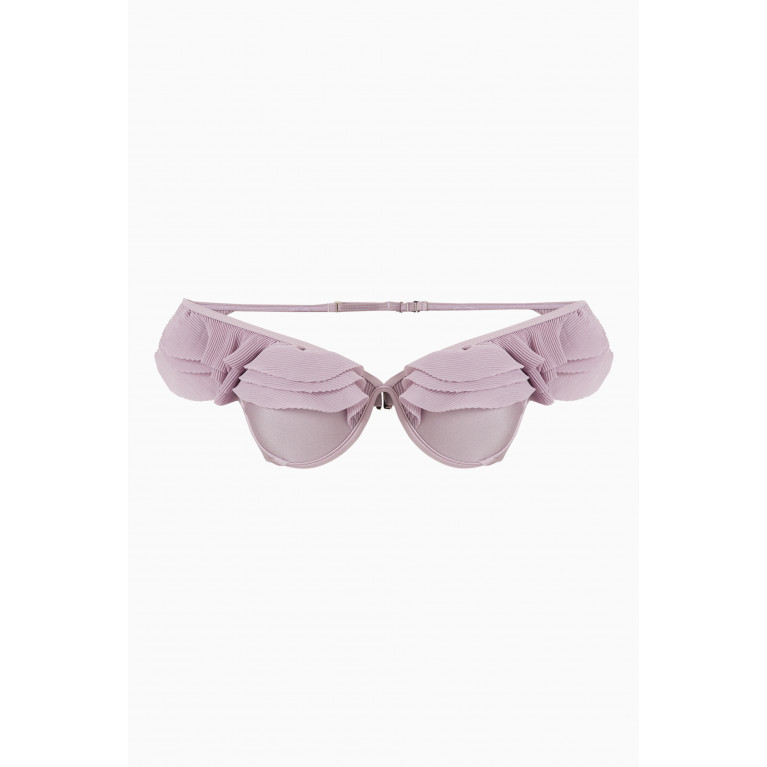 Andrea Iyamah - Salama Bikini Top in Stretch Shimmer Nylon Purple
