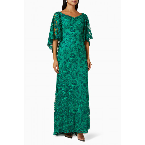 Tadashi Shoji - Arvid Embroidered Cape-sleeve Gown in Lace