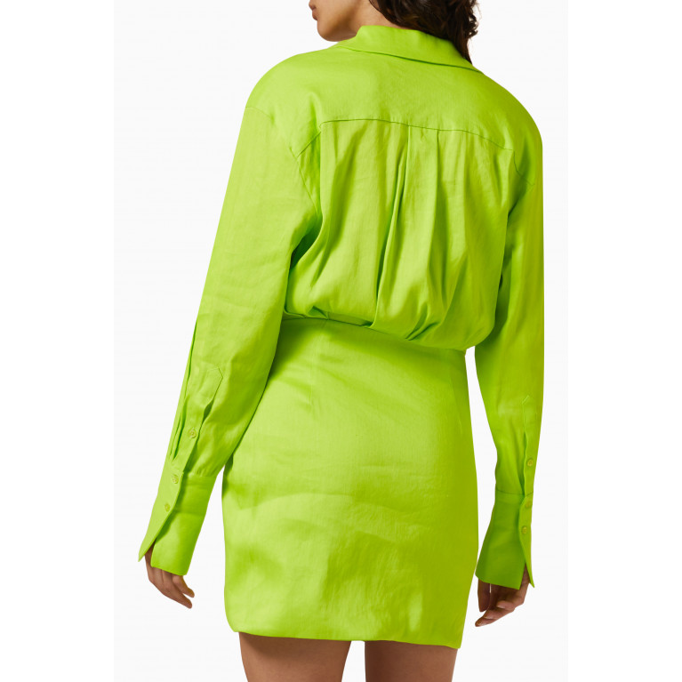Gauge81 - Naha Wrap Mini Dress in Linen Green