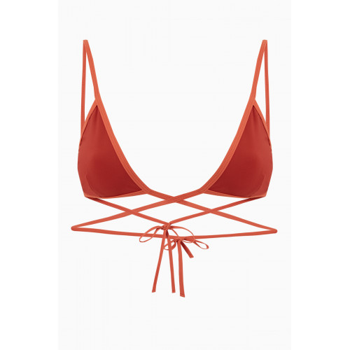Christopher Esber - Wrapped Tie Bikini Top in Stretch Nylon Brown