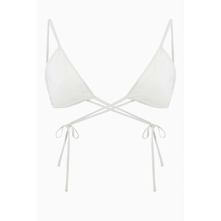 Christopher Esber - Wrapped Tie Bikini Top in Stretch Nylon White