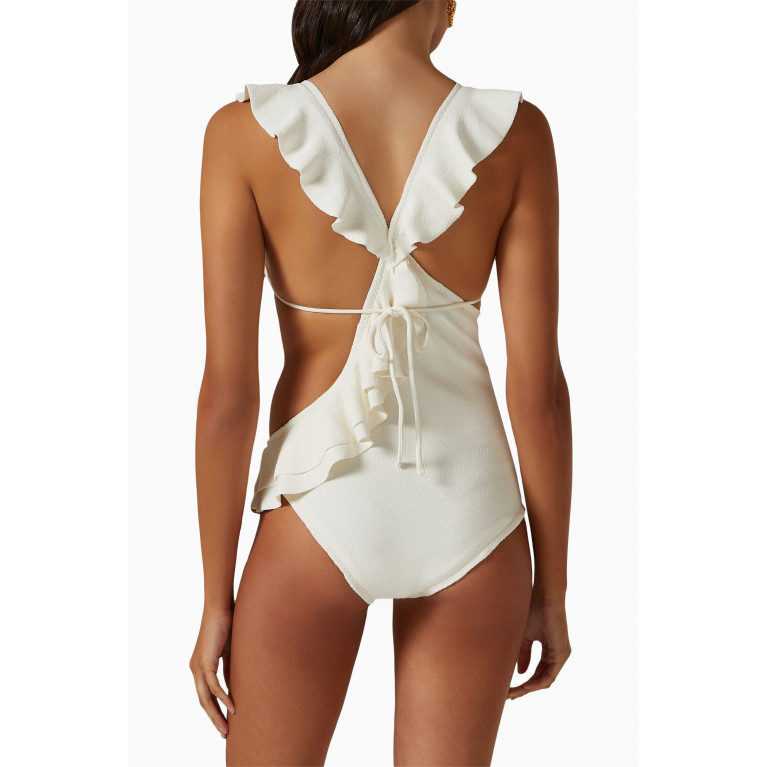 Clube Bossa - Middler Swimsuit in Textured Stretch Nylon White