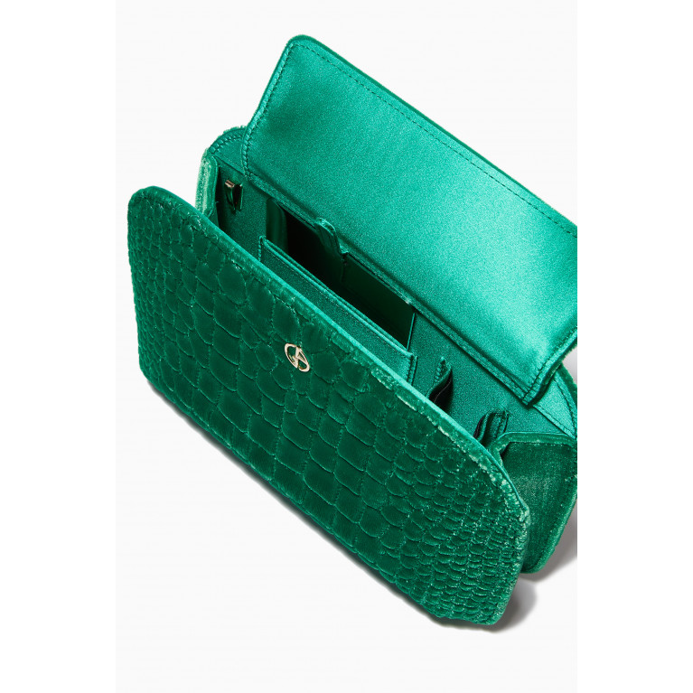 Giorgio Armani - La Prima Crossbody Bag in Croc-quilted Velvet Green