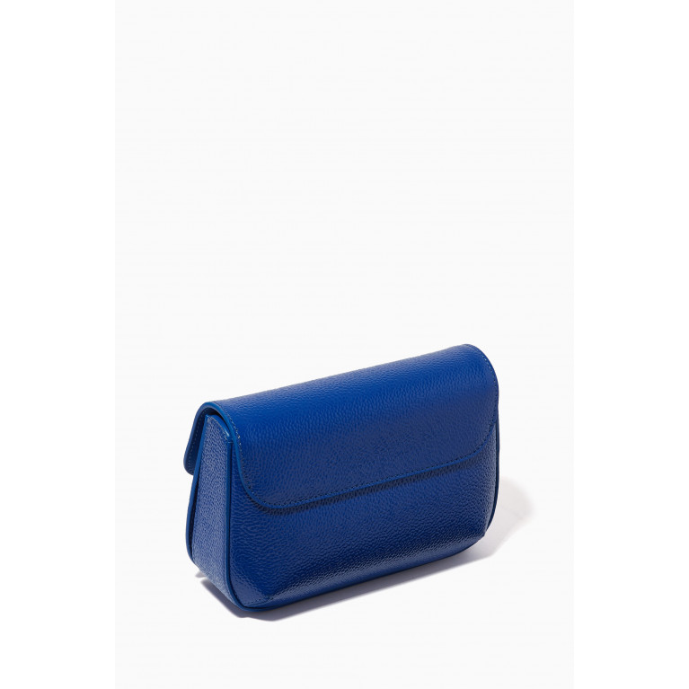 Giorgio Armani - La Prima Mini Crossbody Bag in Pebbled Patent Leather Blue
