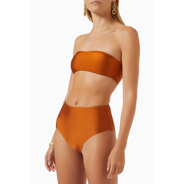 Jade Swim - All Around Bandeau Bikini Top in LYCRA® Metallic